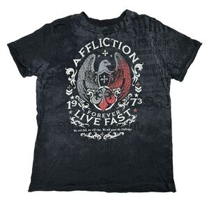 Affliction Cotton 4T Black Live Fast Eagle Graphic Short Sleeve TShirt Tee